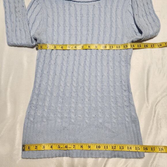 New York & Company Light Blue Cable Knit Turtle Neck Sweater, Size XS - Picture 6 of 6